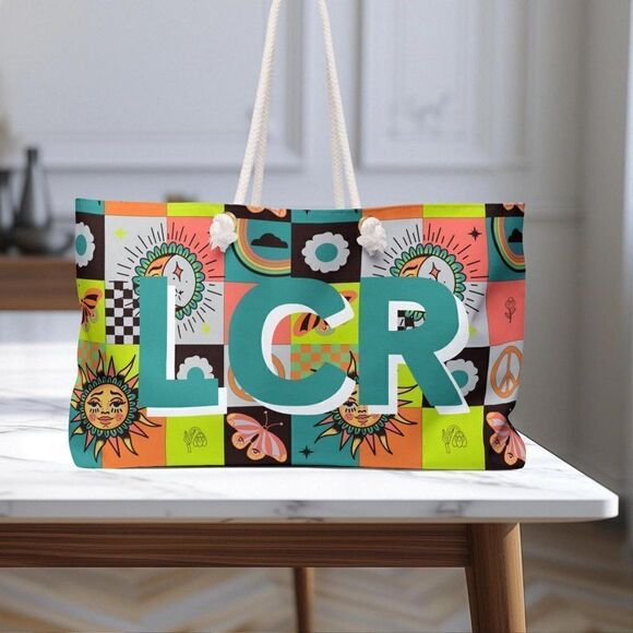 Personalized Bag, Weekender Bag, Custom Bag, Monogram Bag, Celestial Sun Moon, W - Picture 7 of 10